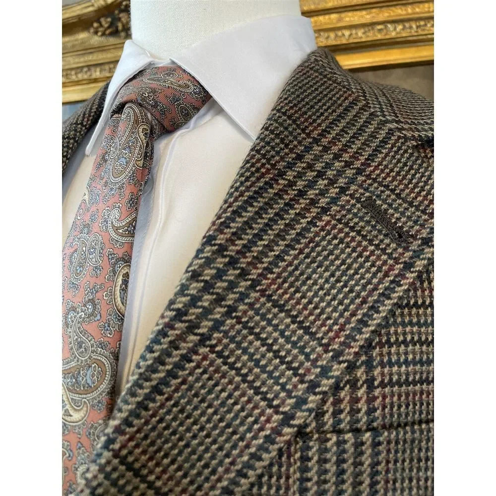 VTG‎ Tommy Hilfiger 40R USA MADE Glen Plaid Wool Tweed 3Btn Blazer Jacket Coat